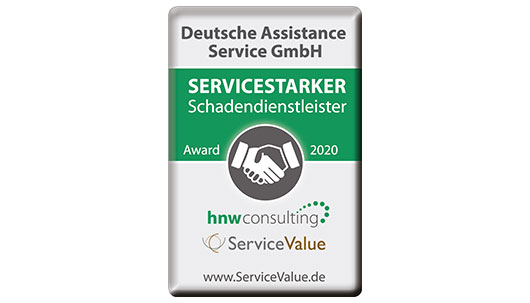 Siegel Servicestarker Schadendienstleister von Service Value  – Deutsche Assistance