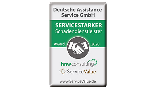 Siegel Servicestarker Schadendienstleister von Service Value  – Deutsche Assistance 